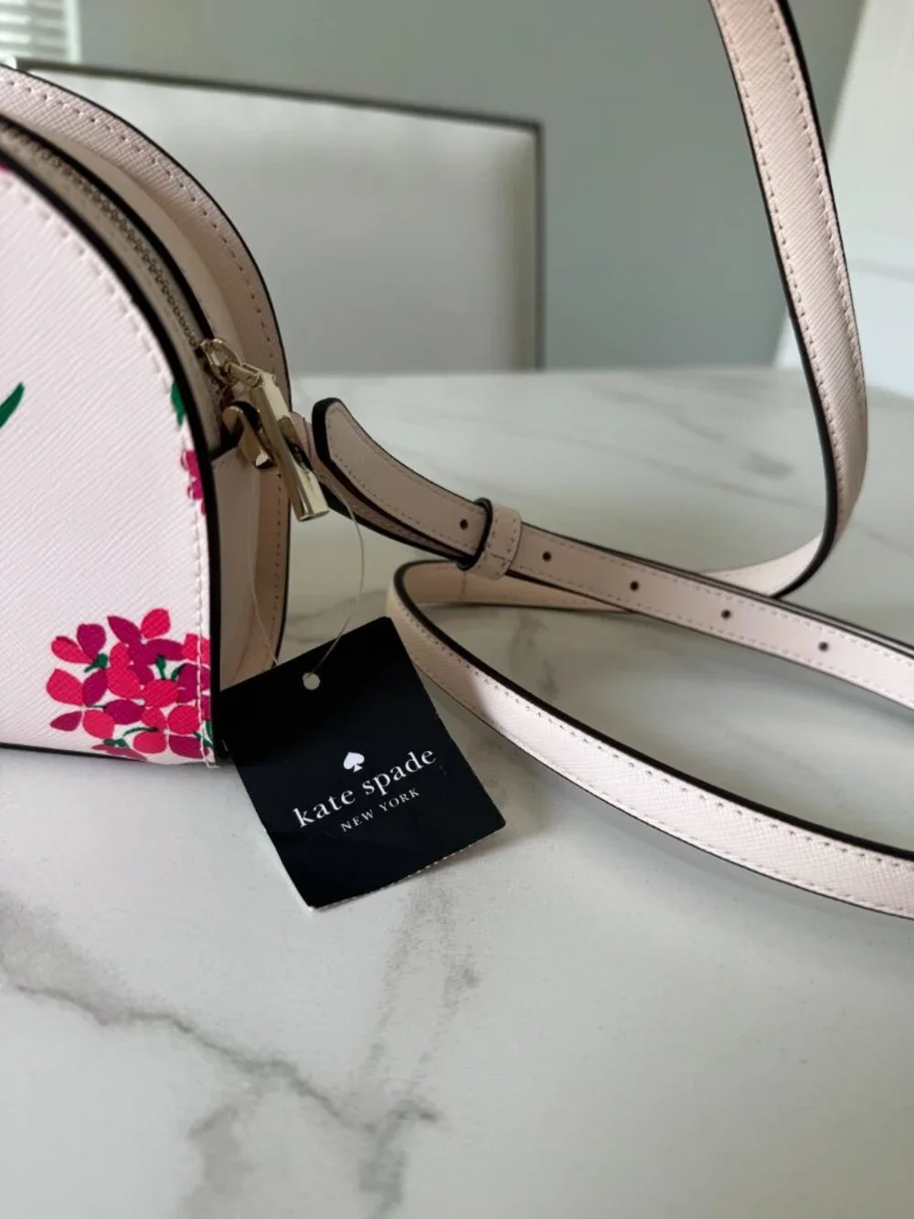 NWT Kate Spade Perry Dome Pink Floral Saffiano Crossbody Bag